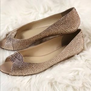 Women 9.5 Flats in 100% blush Swarovski crystals